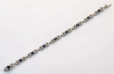 Klassisches Saphir-Diamantarmband Weißgold, gest. …