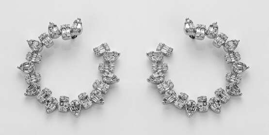 Paar elegante Diamant-Creolen Weißgold, gest. 750.… - Foto 1