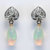 Paar Opal-Brillant-Pendeloques Weißgold, gest. 750… - photo 1