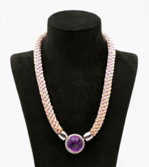Dekoratives Amethyst-Collier Weißgold, gest. 750. …