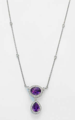 Feine Collier-Kette mit Amethysten Weißgold, gest.… - photo 1