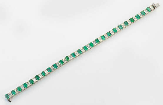 Hochfeines Smaragd-Diamant-Armband Weißgold, gest.… - Foto 1