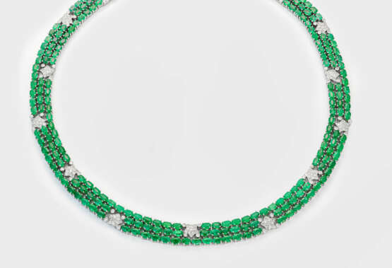 Repräsentatives Smaragd-Diamant-Collier Weißgold, … - Foto 1