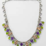 Elegantes Multicolor-Collier Weißgold, gest. 750. … - photo 1
