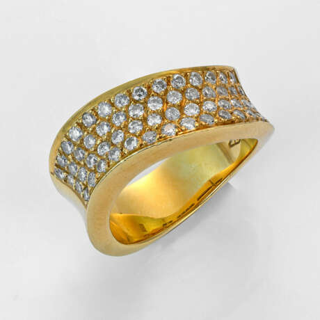 Moderner Brillant-Bandring Gelbgold, gest. 750. Pa… - фото 1