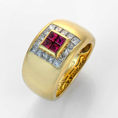 Rubin-Diamant-Bandring von WEMPE Gelbgold, gest. 7… - photo 1