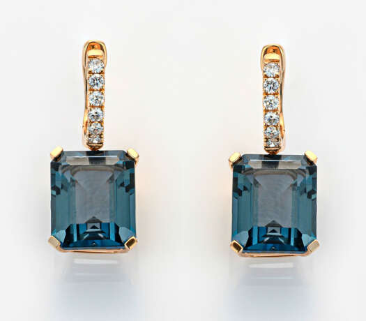 Paar Londonblue-Topas-Ohrringe Roségold, gest. 750… - Foto 1