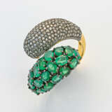 Extravaganter Smaragd-Diamantring Silber und Gelbg… - photo 1