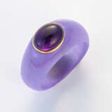 Dekorativer Chalcedon-Amethyst-Bandring Gelbgold, … - photo 1