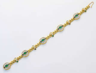 Klassisches Smaragd-Saphir-Armband Gelbgold, gest.…