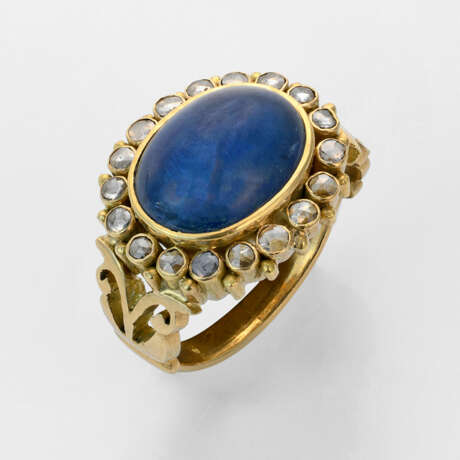 Klassischer Sternsaphir-Ring Gelbgold, gest. 750. … - фото 1