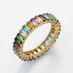 Charmanter Multicolor-Memoryring Gelbgold, gest. 5…