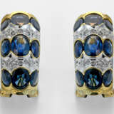 Paar klassische Saphir-Diamantohrclips Gelbgold, g… - photo 1