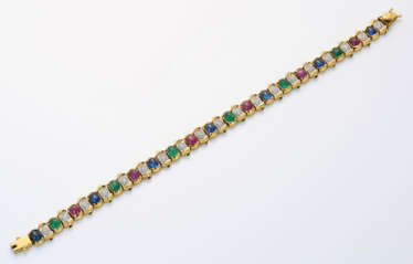 Klassisches Multicolor-Armband Gelbgold, gest. 750…