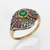 Multicolor-Ring Silber und Gelbgold, 14 ct.; Schau… - фото 1