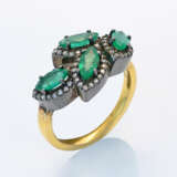 Eleganter Smaragd-Diamantring Silber und Gelbgold,… - Foto 1
