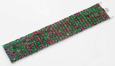 Glamouröses Tutti Frutti-Manschettenarmband Weißgo…
