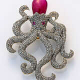 Charmante Belle Epoque-Rubin-Diamantbrosche Silber… - Foto 1