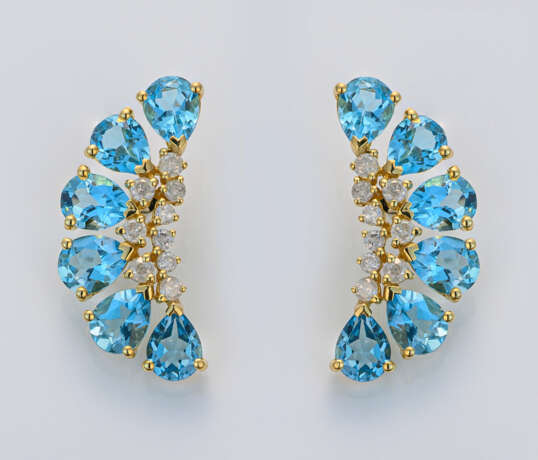 Paar dekorative Topas-Brillant-Ohrringe Gelbgold, … - фото 1