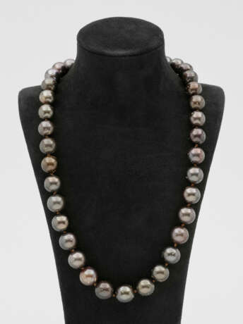 Tahitiperl-Collier Einreihige Kette aus 37 anthraz… - photo 1