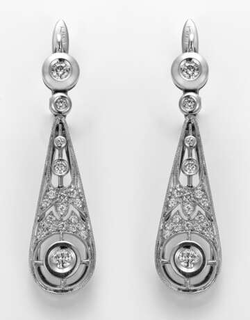Paar Art Déco-Brillant-Pendeloques Weißgold, gest.… - photo 1