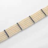 Elegantes Perl-Armband mit Saphiren Weißgold, gest… - photo 1