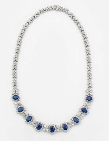 Prachtvolles Saphir-Diamant-Collier Platin, gest. … - фото 1