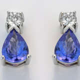 Paar elegante Tansanit-Brillant-Ohrringe Weißgold,… - photo 1