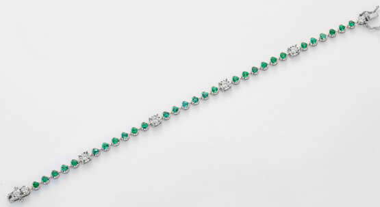 Hochfeines Smaragd-Brillant-Armband Weißgold, gest… - photo 1