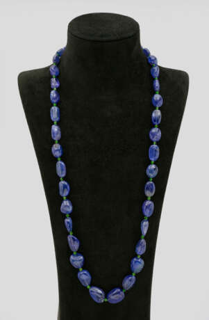Tansanit-Tsavorit Collier Silber, gest. 925. Einre… - photo 1