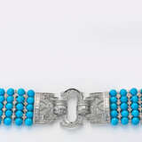 Elegantes Collier de Chien mit Türkisen und Diaman… - Foto 1