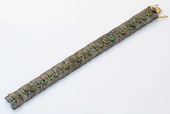 Belle-Epoque Smaragd-Armband Silber, teilw. 14 k G… - Foto 1