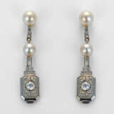 Paar Art Déco-Diamant-Ohrringe Gelbgold, teilw. pl… - Foto 1