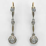 Paar Jugendstil-Diamant-Ohrgehänge Silber und Gelb… - Foto 1