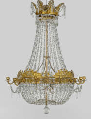 Großer Empire-Deckenlüster 12-flg.; Bronze, vergol…