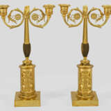 Paar Empire-Leuchter 2-flg.; Bronze, feuervergolde… - фото 1