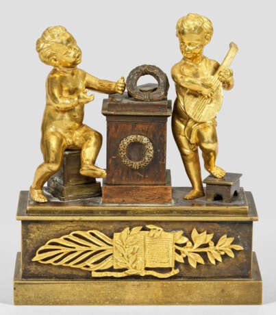 Empire-Tintenfass Bronze, dunkel patiniert und tei… - photo 1
