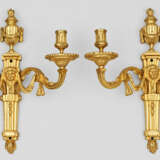 Paar Louis XVI-Wandappliken 2-flg.; Bronze, feuerv… - фото 1