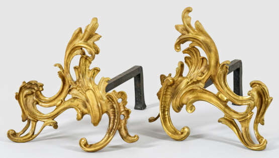 Paar Chenets im Louis XV-Stil Gegenstücke. Bronze … - photo 1