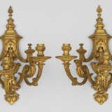 Paar Wandappliken im Régence-Stil 3-flg.; Bronze, … - photo 1