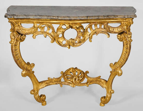 Große Louis XV-Konsole Holz, geschnitzt, gefasst u… - photo 1