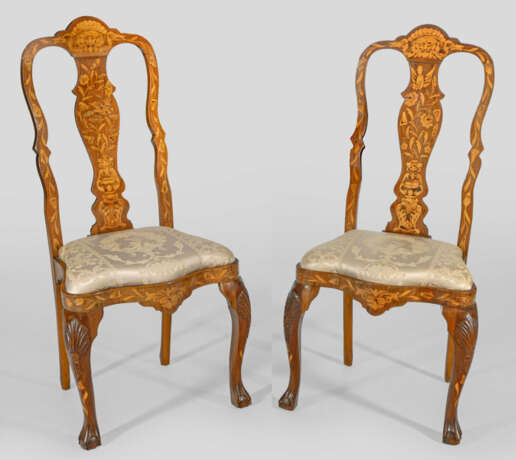 Paar Barock-Stühle Nussbaum mit Einlagen aus unter… - фото 1