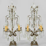 Paar Girandolen-Lampen 4-flg.; Messing und farblos… - фото 1
