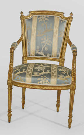 Louis XVI-Armlehnstuhl Holz, geschnitzt, gefasst u… - photo 1