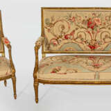 Louis XVI-Canapé und Fauteuil Holz, geschnitzt, ge… - photo 1