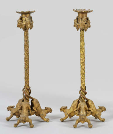 Paar Napoleon III-Kerzenleuchter 1-flg.; Bronze. D… - фото 1