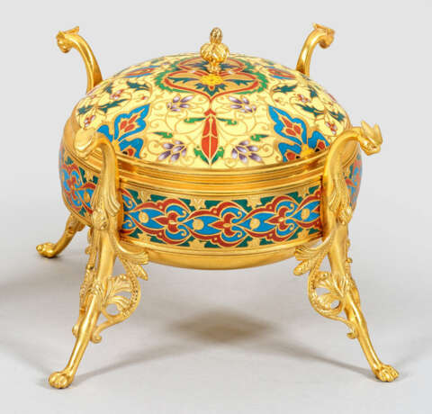 Orientalismus-Zuckerdose mit Cloisonné-Dekor Bronz… - Foto 1