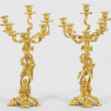 Paar Rokoko-Girandolen Gegenstücke. 6-flg.; Bronze… - фото 1