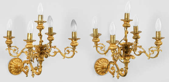 Paar Napoleon III-Wandgirandolen 5-flg.; Bronze, v… - Foto 1