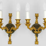 Paar Napoleon III-Wandleuchter 2-flg.; Bronze, ver… - Foto 1